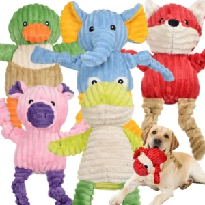 5 Pack Plush Squeaky Stuffed Animal Toys for Dogs, Multicolor