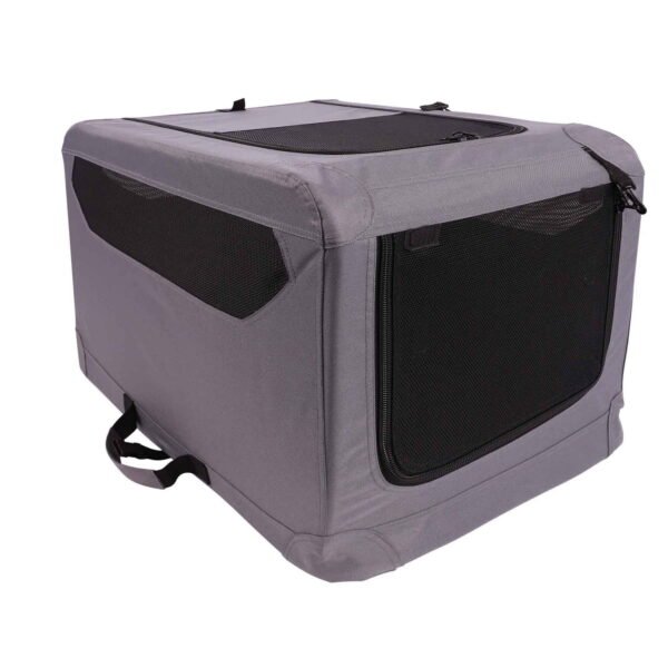 Folding Soft Dog Crate, 3-Door Pet Kennel, 26", Gray