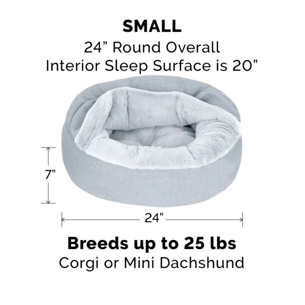 Donut Pet Bed for Dogs & Cats - Mist Gray, Small - 24" - Image 3