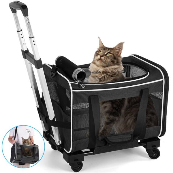 Pet Carrier with Wheels for Dogs and Cats for Travel